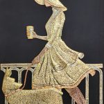 WOMAN WALKING DOG 3D WALL SCULPTURE