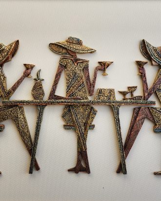 SUN HAT SOCIAL HOUR – LADIES AT BRUNCH 3D WALL SCULPTURE ART
