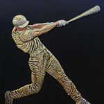 HOME RUN HIT 3D BASEBALL PLAYER WALL SCULPTURE ART