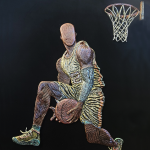 COURT CONQUEROR 3D BASKETBALL PLAYER WALL SCULPTURE ART