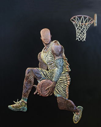 COURT CONQUEROR 3D BASKETBALL PLAYER WALL SCULPTURE ART