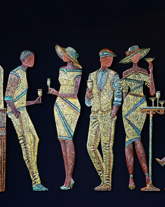 DERBY SOCIAL HOUR 3D RELIEF SCULPTURE WALL ART