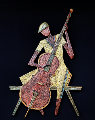RHYTHM & HUE: BASS PLAYER WALL SCULPTURE