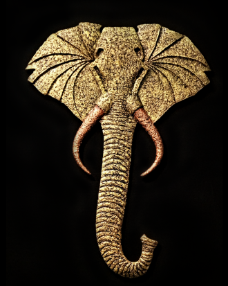 3D ELEPHANT HEAD SCULPTURE WALL ART