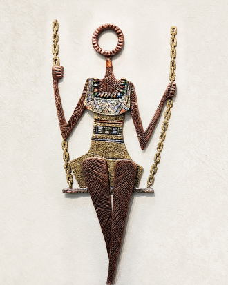 GIRL ON THE SWING 3D WALL SCULPTURE