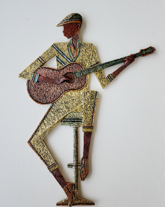 GUITAR PLAYER 3D WALL SCULPTURE