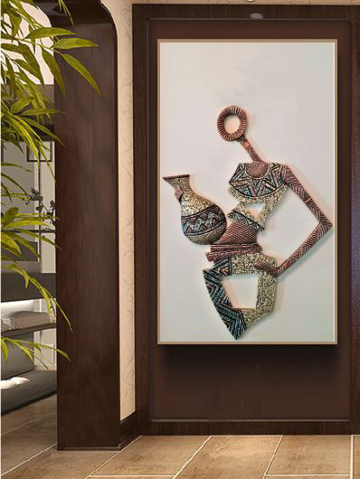AFRICAN WOMAN 3D WALL SCULPTURE - Image 2