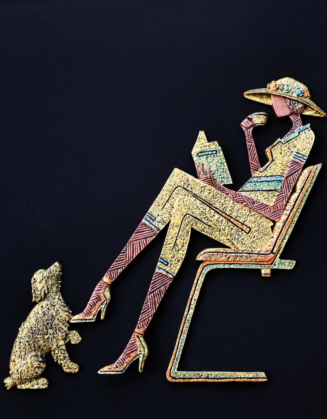 CALM COMPANIONS - WOMAN, DOG & BOOK 3D WALL SCULPTURE ART II - Image 3