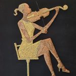 THE VIOLINIST 3D WALL SCULPTURE ART - SYMPHONY IN GOLD TEXTURED RELIEF